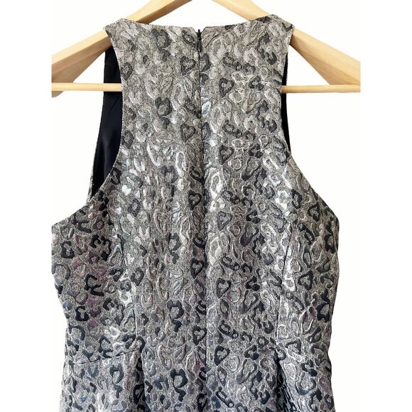 Sachin & Babi Sleeveless Silver Metallic Animal Print Jacquard Hi-Lo Gown Size 6 - Picture 9 of 12